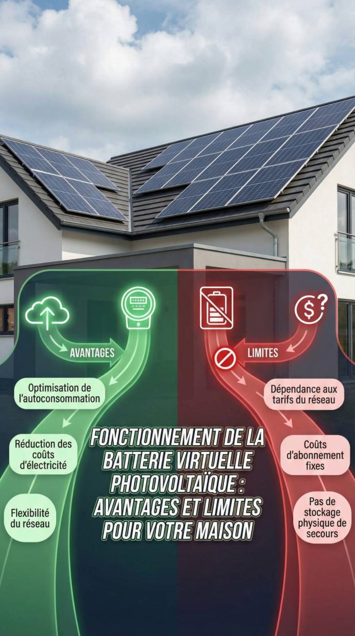 Photovoltaïque batterie virtuelle : fonctionnement, avantages et limites pour votre maison Photovoltaïque batterie virtuelle : fonctionnement, avantages et limites pour votre maison